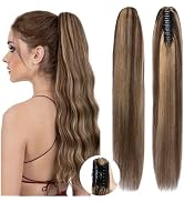 SEGO Pro Claw Clip Ponytail Extension Human Hair Long Straight Clip in Ponytail Hair Extensions R...