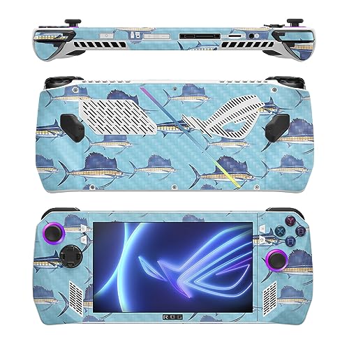 Image of MightySkins Carbon Fiber Skin Compatible with Asus ROG Ally - Billfish Stripes | Protective, Durable Textured Carbon Fiber Finish | Easy to Apply