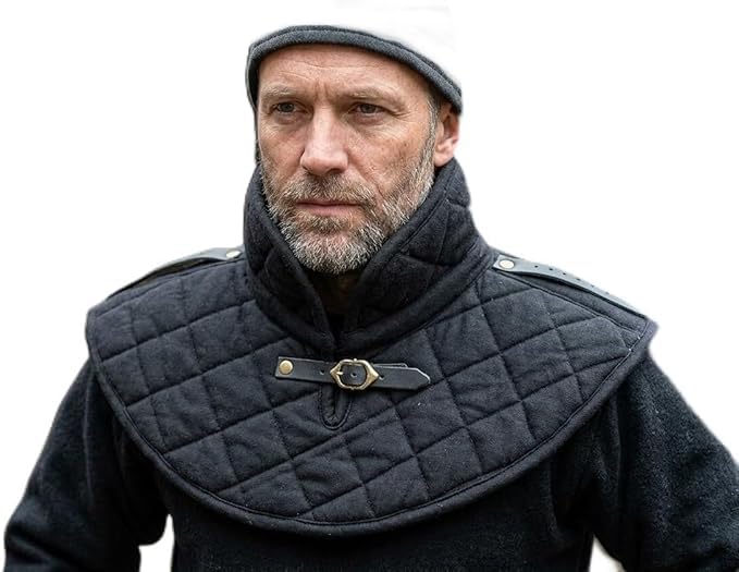 Medieval Gorget Cotton Thick Padded Quilted Neck Protector Black Reenactment Costume