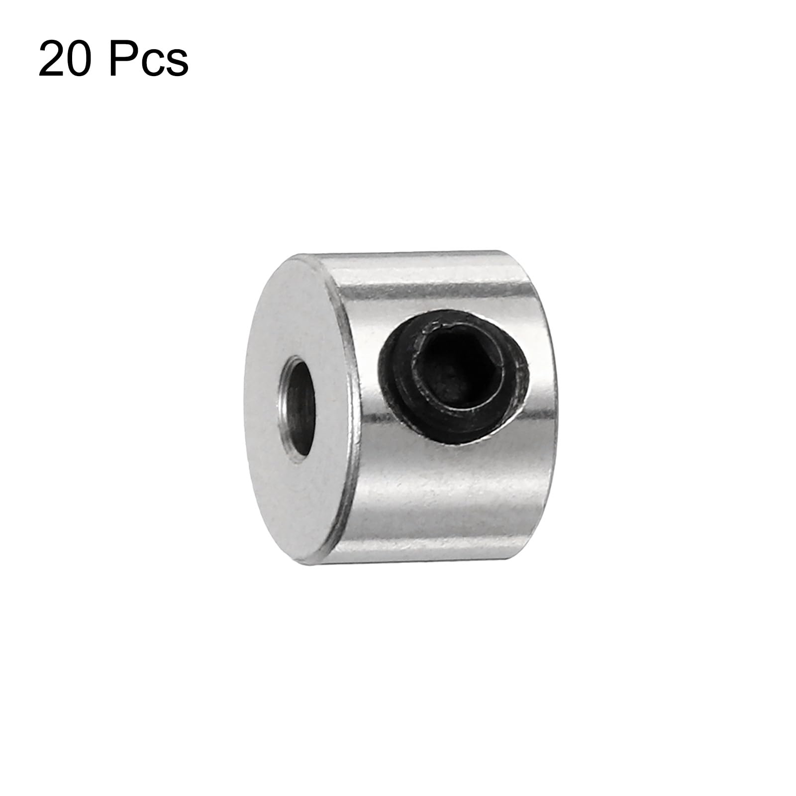 QUARKZMAN 20Pcs Colliers à Vis de Réglage 3mm Alésage Colliers d'Arbre, 8mm OD, 7mm Largeur, Collier d'Arrêt de Foret, Colliers de Profondeur pour Forets en Acier Inoxydable