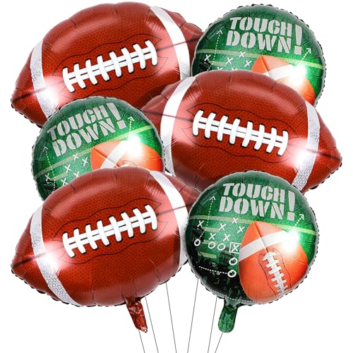 Football Balloons Set 26inch Football Foil Balloons & 18inch Touch Down Mylar Balloons Sports Theme Birthday Party Decorations