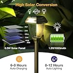 XMCOSY+ Solar Lights Outdoor 10/25 LM LED with 2 Lighting Modes, Solar Garden Lights Glass and Metal, IP65 Waterproof Solar Powered for Yard Pathway Walkway Driveway Patio (6 Pack, Warm White) - Image 2