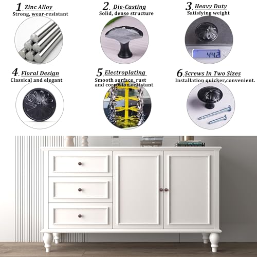 Image of DWYL & LWYD 16 Pack Cabinet Knobs Black, 1-2 /5 inch Round Matte Black Kitchen Cabinet Knobs for Cabinets and Drawers,Black Cupboard Knobs