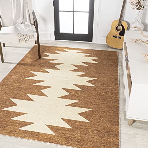 Tapete minimalista terracota y crema 3'11" x 6' para interior miniatura 6