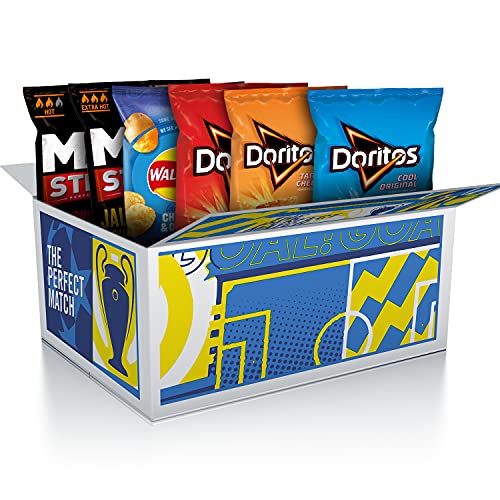 UEFA Women's Euros Football Crisps & Snacks Box | Walkers | Doritos | Walkers Max Strong (Case of 6 Packs)