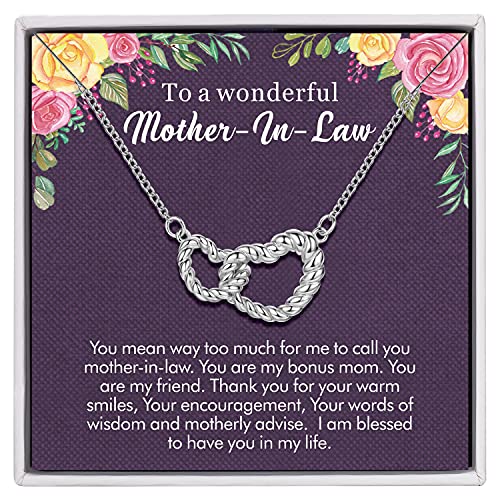 AM ANNIS MUNN Gifts for Women Mother in Law Gifts from Daughter in Law Interlocking Infinity Double Heart Necklace Gifts for Mom Gifts Mother Daughter Matching Necklace
