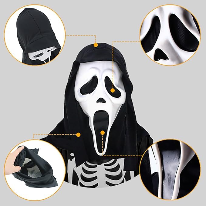 KKALAKRITI 3Pcs Halloween Scray Ghostface Mask Horror Full Head Ghost Face Mask for Adult Cosplay Party Masque 1