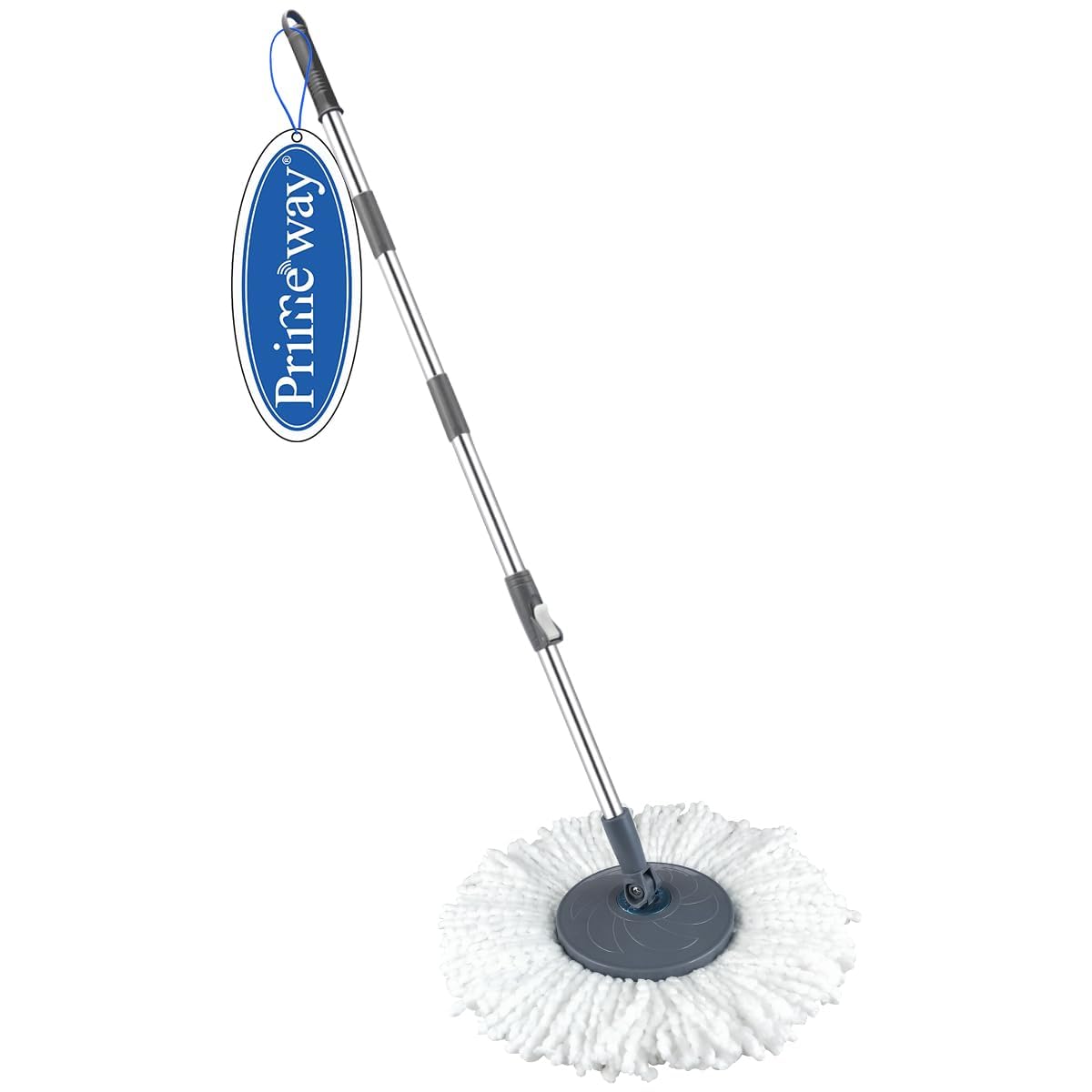 Primeway® SS Spin Floor Mop 127cm Length Extendable Handle Stick Rod | Floor Cleaning Replacement Set | Handle + Disc + 115g Refill | Grey-image-40