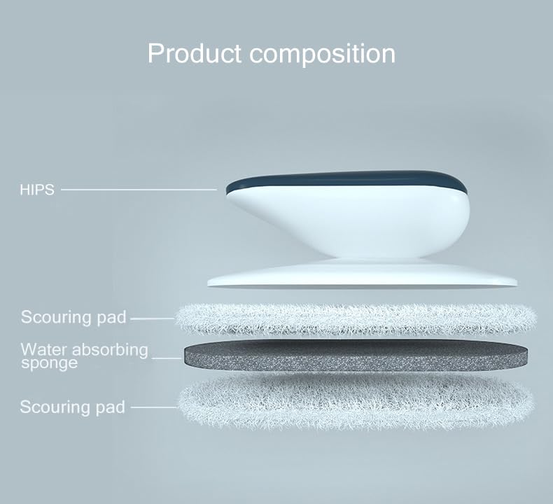 Image of No-Scratch Scouring Pad Brush Whit Comfortable Handle,Cleaning Brush for Kitchen Bathroom Bathtub Toilet Swiming Pool,Dish Brush,Sponge Cleaning Scrubber (Blue)