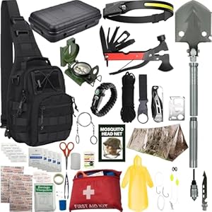Survival Kit – All-in-One Survival Gear and Supplies for Camping, Hiking, Hunting, and Car Emergencies – Essential Tools, Great Gift for Men, Fathers, Boyfriends, Boys, Dads and Scouts