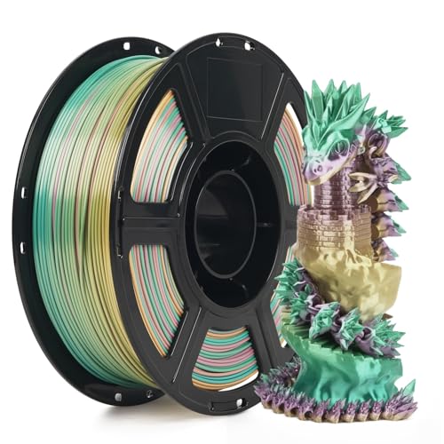 Image of FLASHFORGE Silk PLA Gradient Dreamy Trio Filament, Silk Multicolored Color Change Rainbow 3D Printing Filament, Yellow Carmine Cyan Shiny Fast Color-Changing Each 8M Gradually, Ultra-High Glossiness