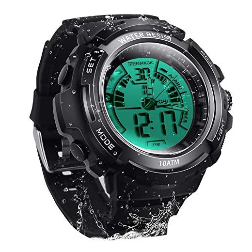 TEKMAGIC 10ATM Waterproof Digital Scuba Diving Watch 100m Underwater for Swimming and Running with Stopwatch and Luminous LCD Display Built-in