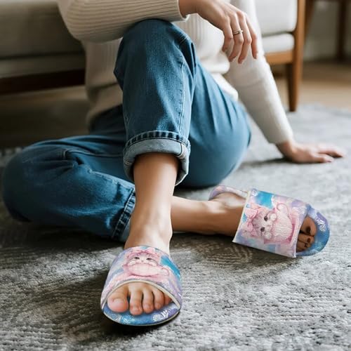 Fuzzy Slippers Lightweight Cozy House Shoes Open Toe Slippers Slip-On Furry Slide Shoes for Women2