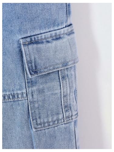 Verdusa Boy's Baggy Jeans Cargo Drawstring Waist Flap Pocket Joggers Carrot Denim Pants4