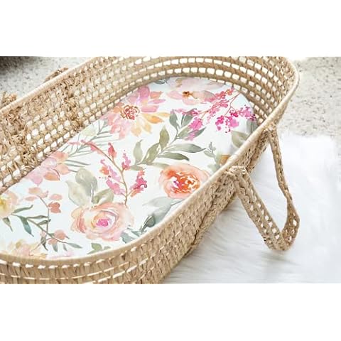 Bassinet Sheet for Baby Girl, Ultra-Soft Fitted Universal Sheet for Oval, Rectangle & Hourglass Types of Bassinet Mattress Sheet pad by Max&So Cover
