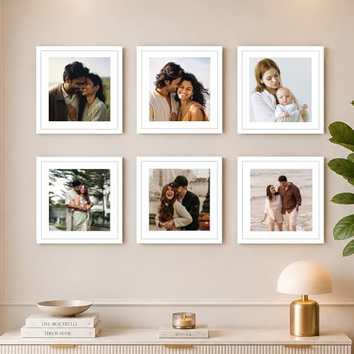 Image of Art Street Premium Photo Frame for living room, Classic Aesthetic Design Photo Frames for Photograph, Art Work, Kids Room Set of 6 (10x10 Inch, White)