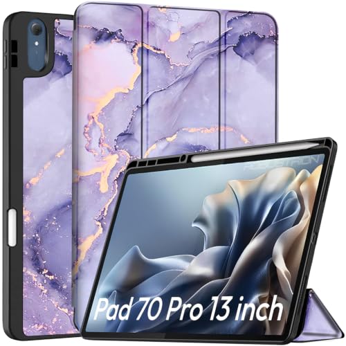 Image of Robustrion Case for Moto Pad 70 Pro 13 inch Cover Case with [Pencil Holder] [Soft Flexible Case] for Motorola Pad 70 Pro 13 inch Cover Case [Auto Sleep Wake Support] - Marble Lilac