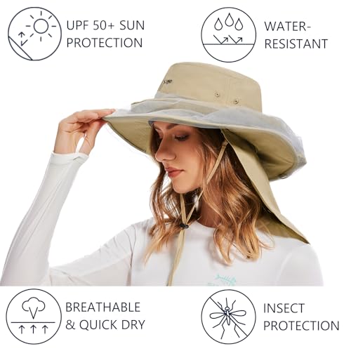Image of BASSDASH Unisex UPF 50+ Mosquito Net Hat with Neck Flap FH17