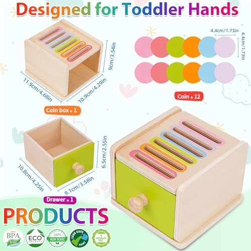 FCSONU Toddlers Montessori Coin Box Toys for 1 2 3 Year Old Boys Girls Baby — view 4