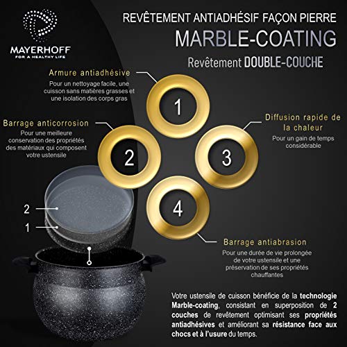 Mayerhoff Aluminium Couscous Saucepan with Non-Stick Coating 5 to 10 Litres, Noir/Granite, 8 Litres - Image 6