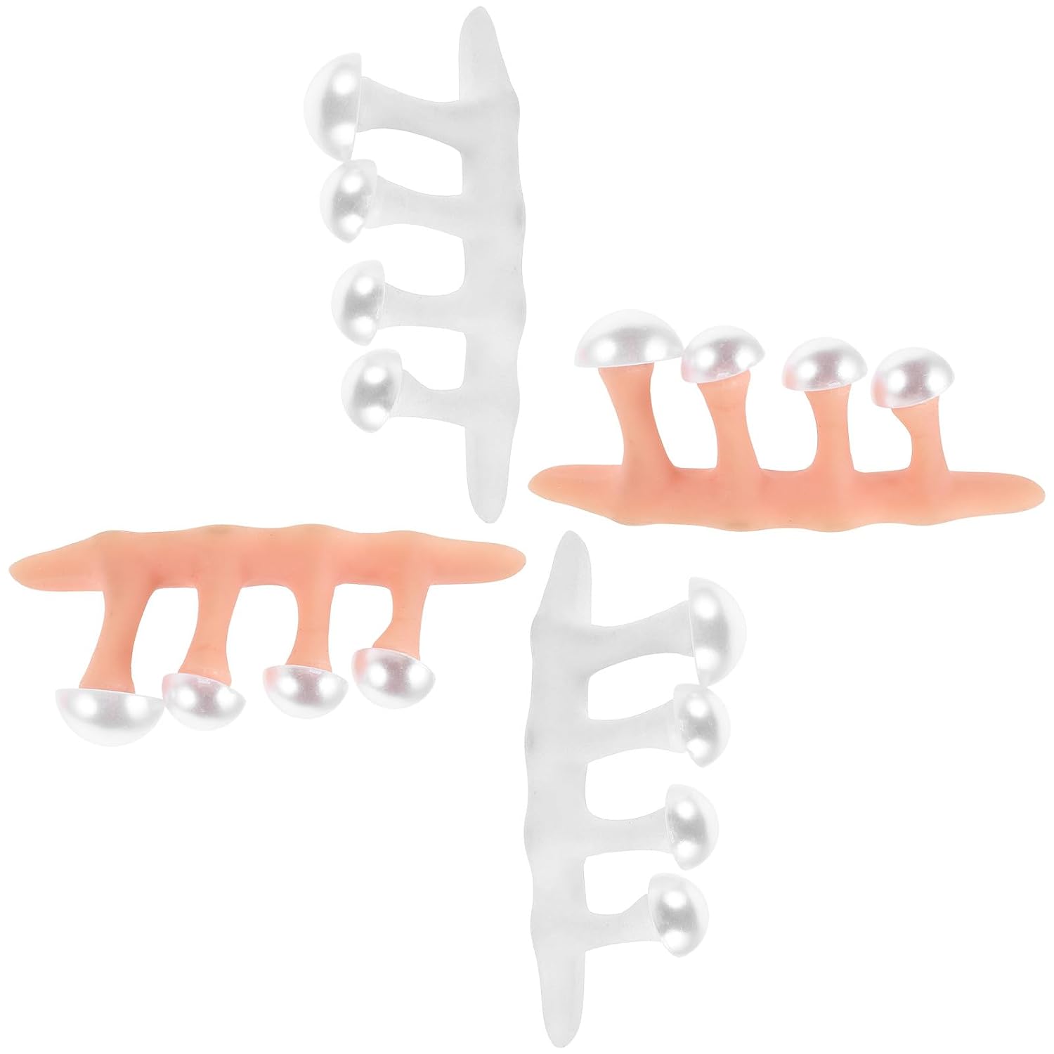 Alipis Silicone Toe Separators 2 Sets Soft Nail Separators for Pedicure with Beads, Flexible Toe Spacers for Nail Art and Bunion Correction, Home and Salon Foot Care Tools