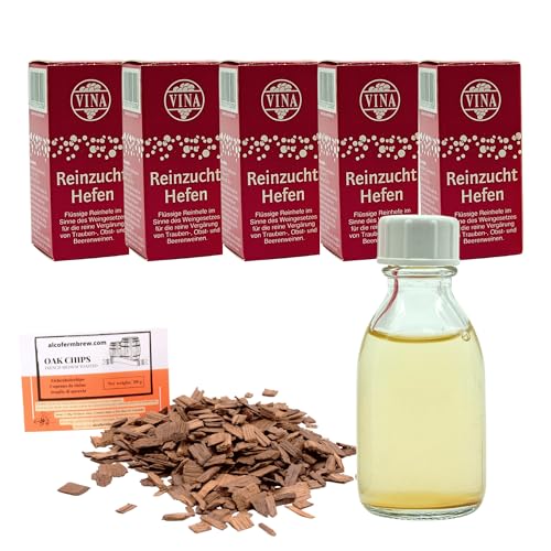 5 x VINA Levadura Líquida 28ml – Para Vinos de Uvas, Grosellas, Manzanas y Ciruelas