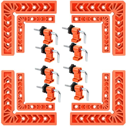 Lista de Kits de carpintería - solo los mejores. 42 HASTHIP® Escuadra Carpintero 90 Grados, Juego de 4'' y 6'' Escuadras con 8 Abrazaderas, Herramienta de Posicionamiento para Carpintería, Marcos, Muebles y Gabinetes