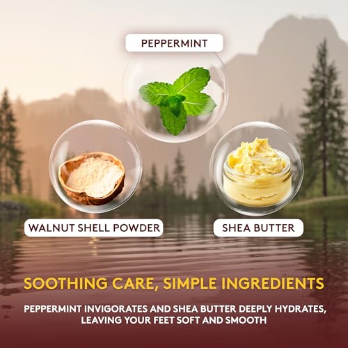 okay peppermint foot scrub - exfoliating foot scrub foot exfoliator great for cracked heels pedicures dead skin remover exfoliant for calluses moisturizer for dry skin - 6 oz pack of 1