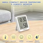 Geevon 2 Pack Mini Digital Hygrometer Gauge Indoor Thermometer with Time Display – LCD Monitor Temperature， Outdoor Humidity Meter for Home House Office Garden and Cellar - Image 2
