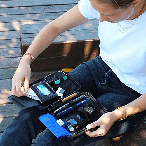 Glucology Diabetic Travel Case - Organizer for Blood Sugar Test Strips, Medication, Glucose Meter, Pills, Tablets, Pens, Insulin Syringes, Lancets (Black, Regular) - Thumbnail 6