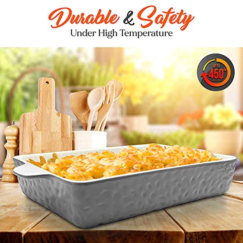 Nutrichef 3Pcs. Nonstick Bakeware Pfoa Pfos Ptfe Tray Set W/Odor-Free Ceramic, 446°F Oven Microwave/Dishwasher Safe Rectangular Baking Pan, Gray #TOP4