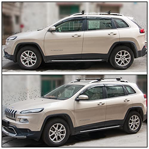 Ikon Motorsports Window Visors Compatible With 2014-2021 Jeep Cherokee Kl, Injection With Chrome Trim Polycarbonate Rain Guard Shade Deflectors #TOP1