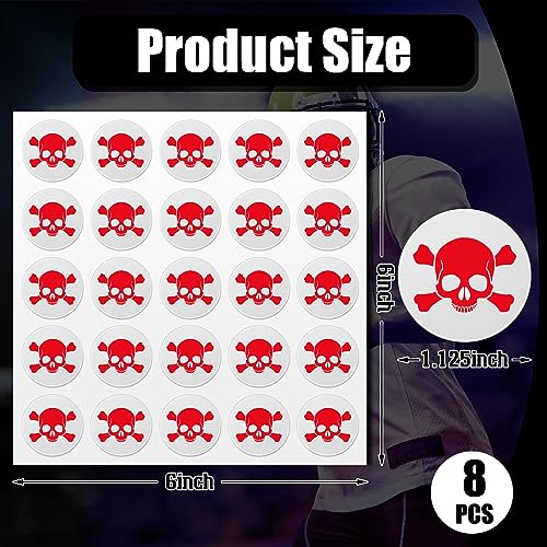 Image of Leinuosen Helmet Stickers Football Baseball Helmet Decals 1-1 /8 Inch Vinyl Sports Football Decals Self Adhesive Hockey Stickers for Hockey, Lacrosse, Batting(White Print Red,Skull)