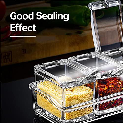 Kruidendoos 4 Cellen Spice Storage Container Dispenser Creature Can Jar Salt Cruet met Covers Lepels Transparante… - Image 5