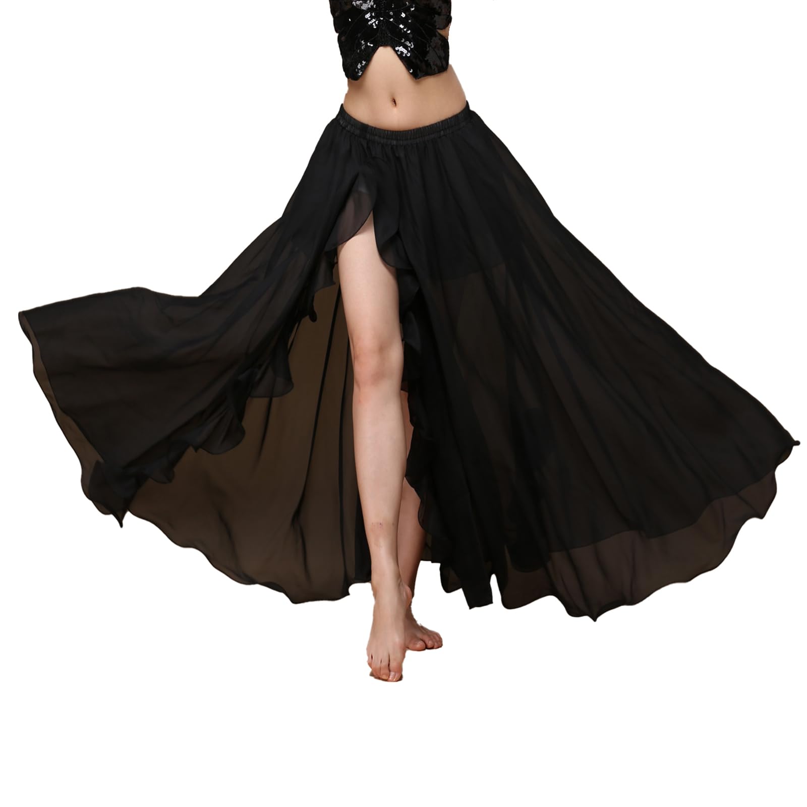 Belly Dance Skirt Long Chiffon Slit Skirt Large Swing Skirts for Dance Practice