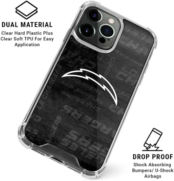 Skinit Clear Phone Case Compatible with iPhone 16 Pro Max - Officially Licensed NFL Los Angeles Chargers Black & White Design