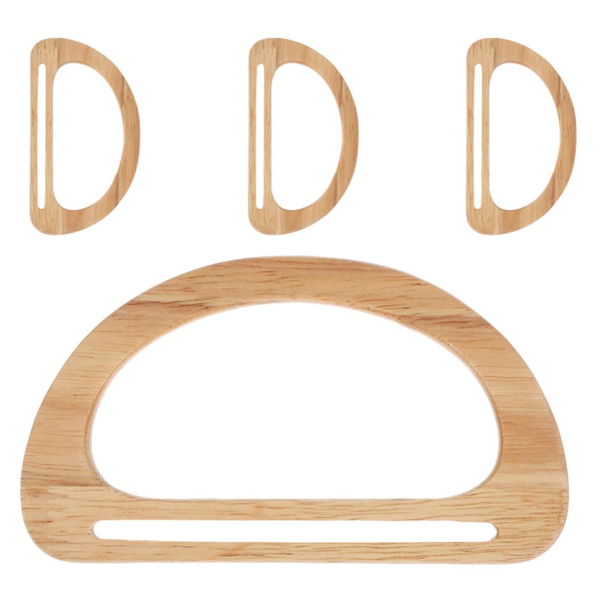Asas de madera en D ergonómicas de color beige para tejer bolsos artesanos