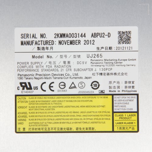 Panasonic Uj-265 Slim 6X Blu-Ray Writer Sata Slot Load #TOP4