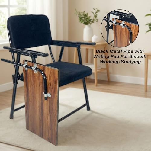 Image of MRC Multipurpose Folding Study Chair with Large Wood-Finish Writing Pad - Ergonomic Padded Seat,Space-Saving Design for Educational & Office Use (Black)