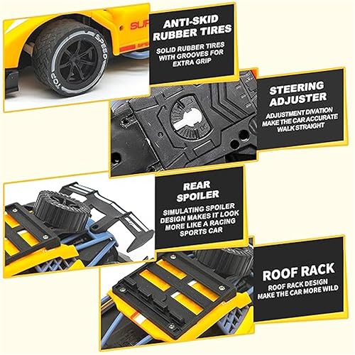 Image of Sidak 1:16 Scale RC Toy Car with Long Range 2.4 Ghz Joystick Remote Control - High Speed Durable Sports Vehicle with Rechargeable Battery - Ideal for Kids & Beginners (Orange)