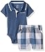 Calvin Klein Baby Boys' 2 Pieces Set-Plaid Shorts, Blue, 24M