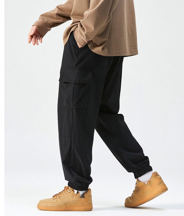 Men's Pants Summer Thin Ice Silk Workwear Sport Casual Cuffed Trouser for Men4