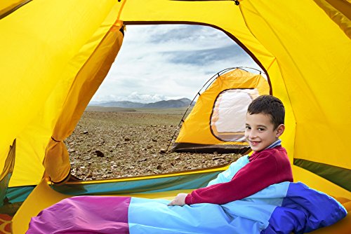 Kids or Children’s Junior Sleeping Bags – Polyester Ultralight Sleeping Bag for Camping & Hiking – Withstands Extreme Temp. of 32-60°F – Includes Backpack for Storage & Carrying