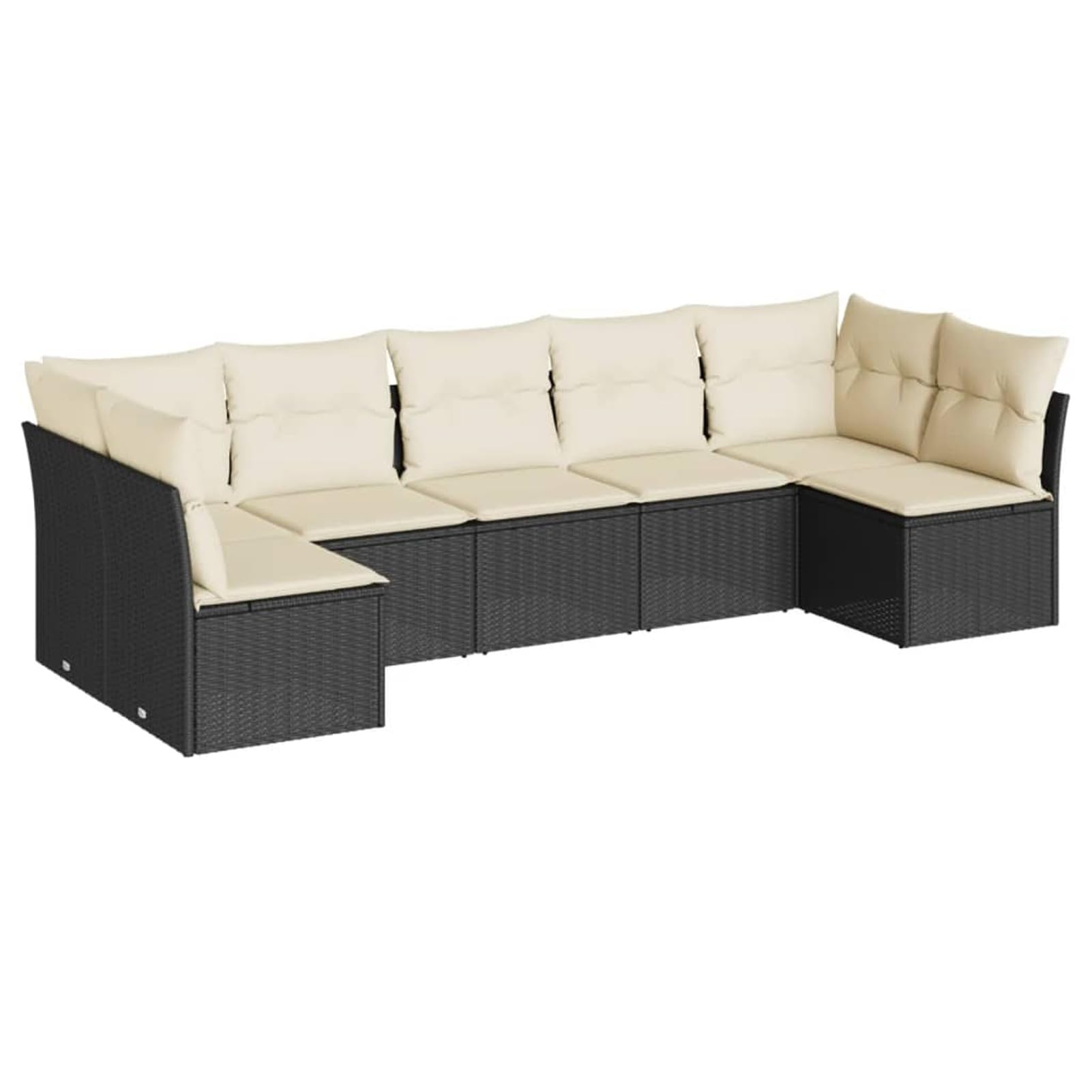 LAPOOH Set da pranzo da giardino 7 pezzi e cuscini in rattan sintetico nero, Set Tavolo e Sedie Giardino, Tavolo e Sedie Terrazza, Mobili da Giardino Esterno, Set Di Mobili Da Giardino - 3217426