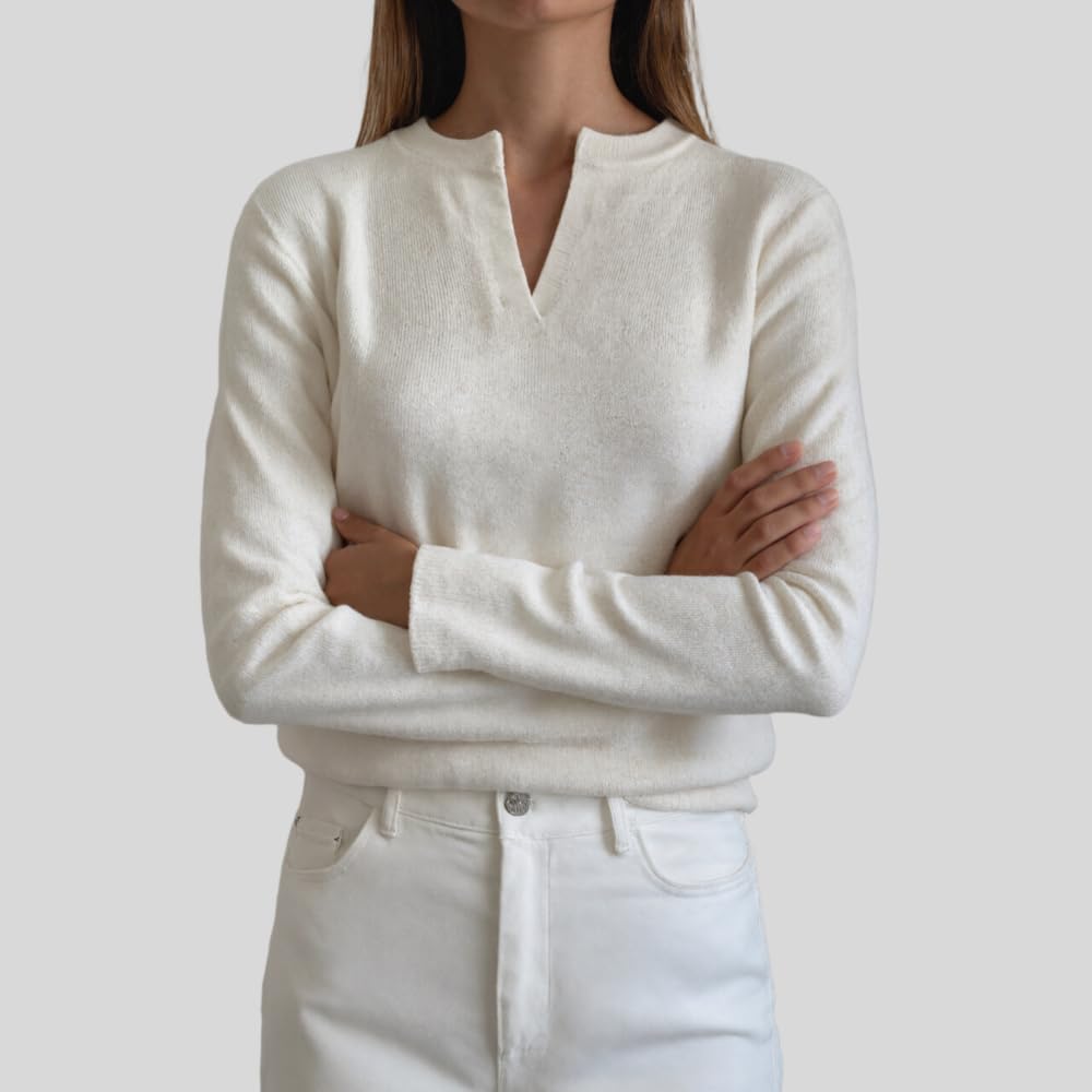 Women's 100% Cashmere Classic Crewneck Sweater, Long Sleeve, Lightweight Pullover Sweater - Image 5