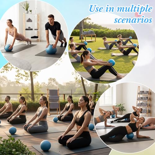 Image of Aoriher 10 Pack 9 Inch Small Pilates Ball Bulk Mini Exercise Ball Portable Non-Slip Workout Yoga Balls with Air Pump for Stability, Barre, Fitness, Balance, Physical &Core, Gym Home Office Use