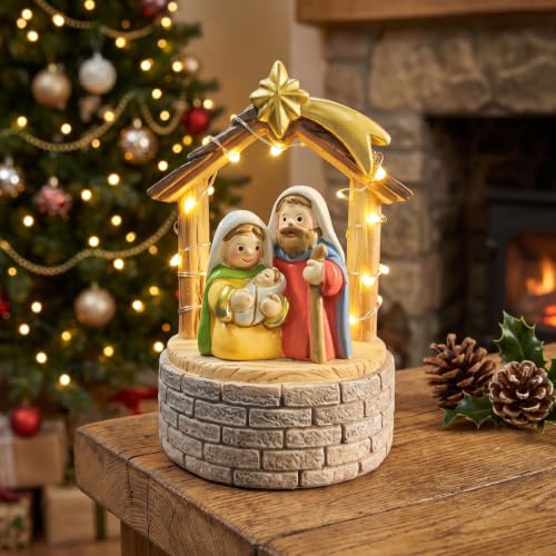 Resin Christmas Nativity Scene Figurine Decor & Led Lights, Christian Decor - image 1