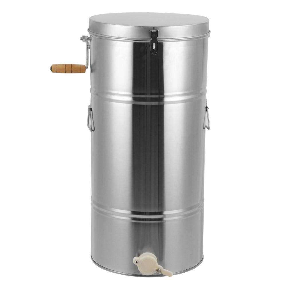 Cocoarm Honey Extractor Stainless Steel Drum Spinner 2 Frame Manual Honey Extractor Honeycomb Spinner Crank Beekeeping Equipment, 9.84x17.72in