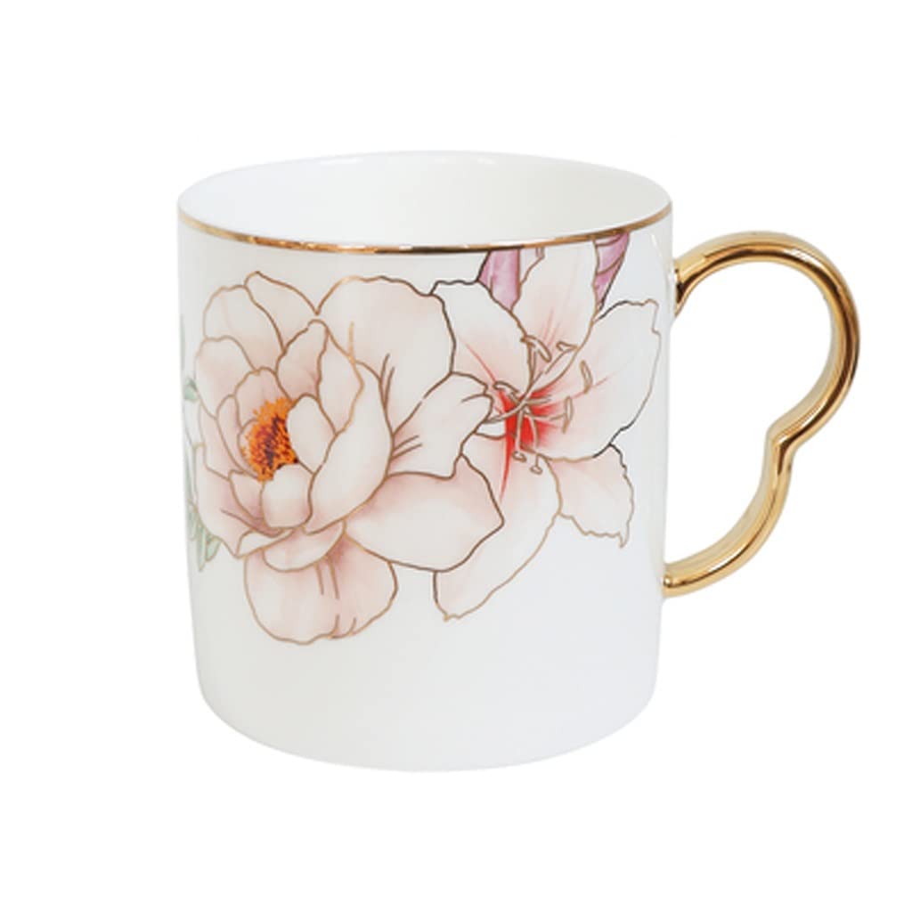 Becher Becher Knochenporzellan Home Teetasse Paar Kaffeetasse Kreatives Blumen- und Vogelmuster Nachmittagsteetasse Kaffeetasse (Farbe: D)