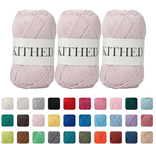 Image of Cotton Yarn，10.5oz，526yard，3 Pack ，Soft Yarn for Crocheting and Knitting (20 Baby Pink)